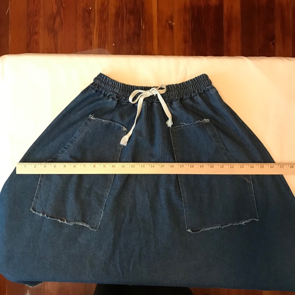DENIM Skirt A-Line Midi with Pockets Pull On Women’s Size Large X-Large - Picture 11 of 16
